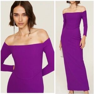 Solace London Kae Gown Maxi Dress Corset Purple Off The Shoulder - Size US 0